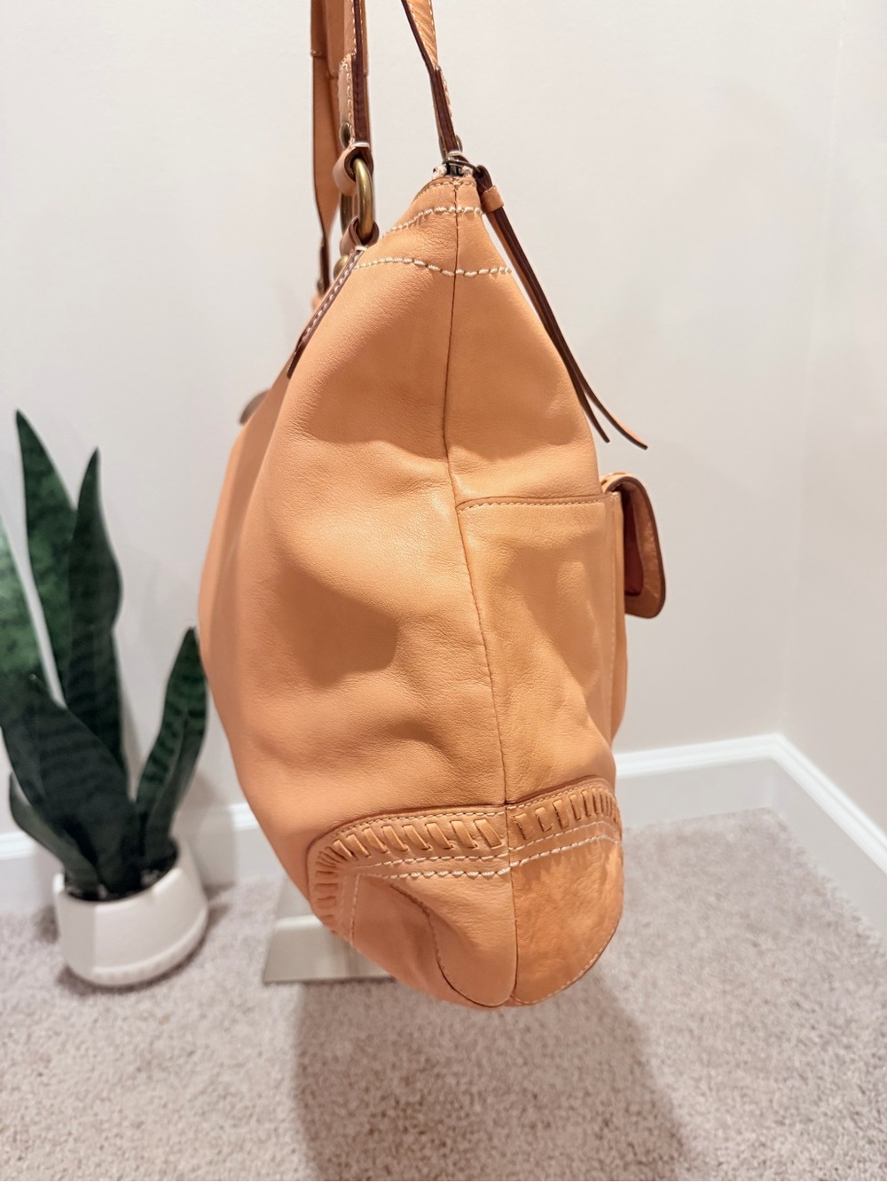 Coach Poppy Whipstitch Leather Hobo Tote Bag - Picture 6 of 17
